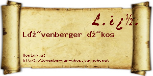 Lövenberger Ákos névjegykártya